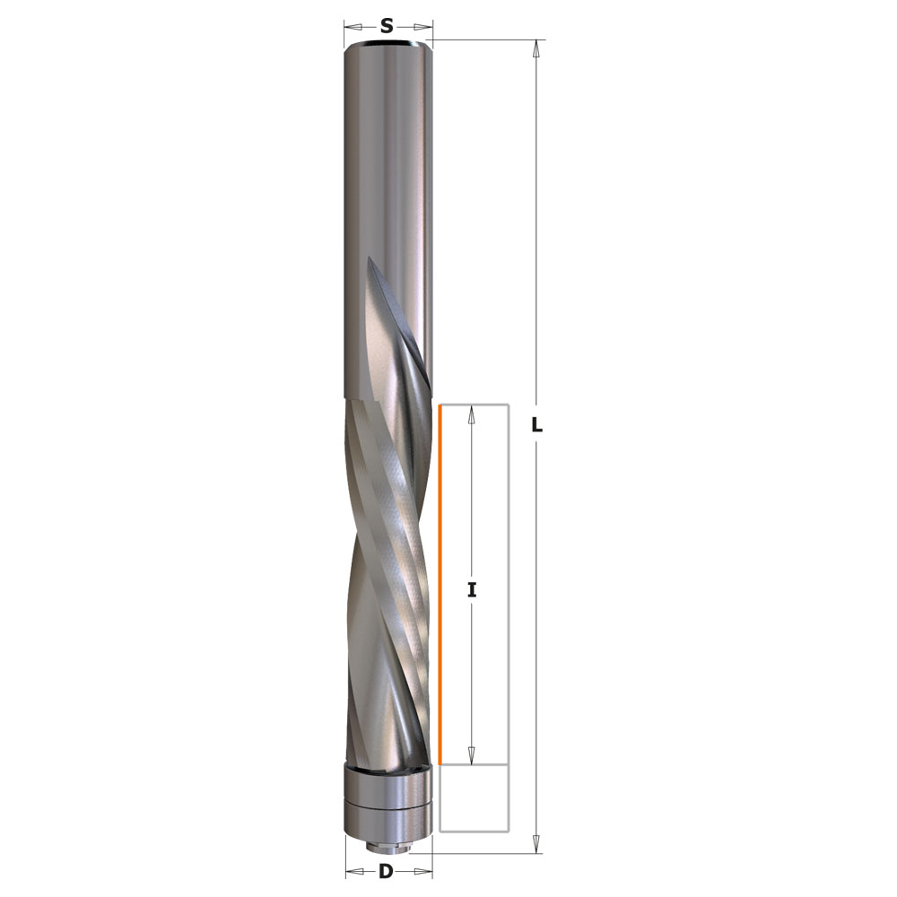 Double-bearing spiral flush trim router bits