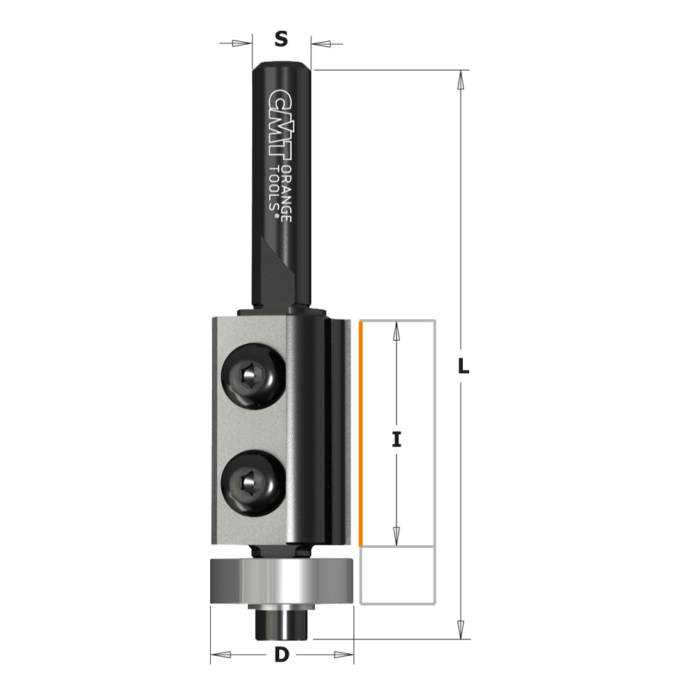 Flush trim bits with insert knives