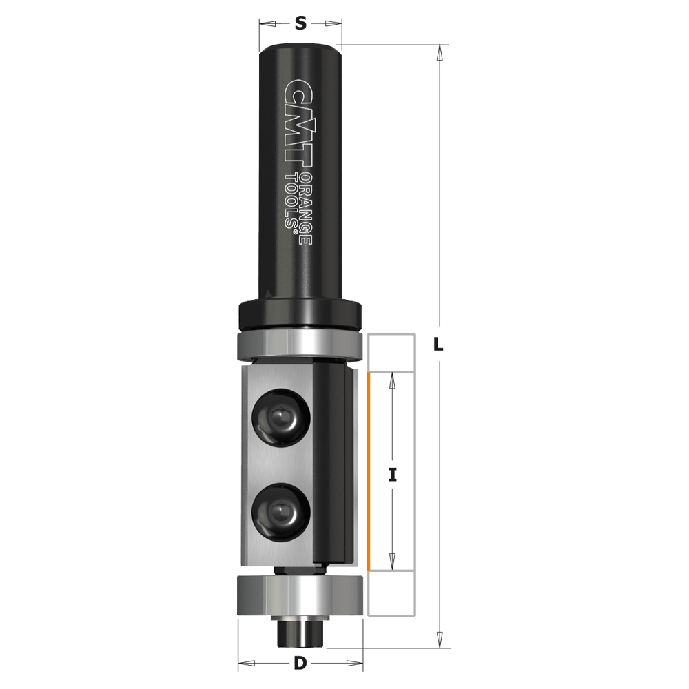 Pattern/flush trim router bits with insert knives