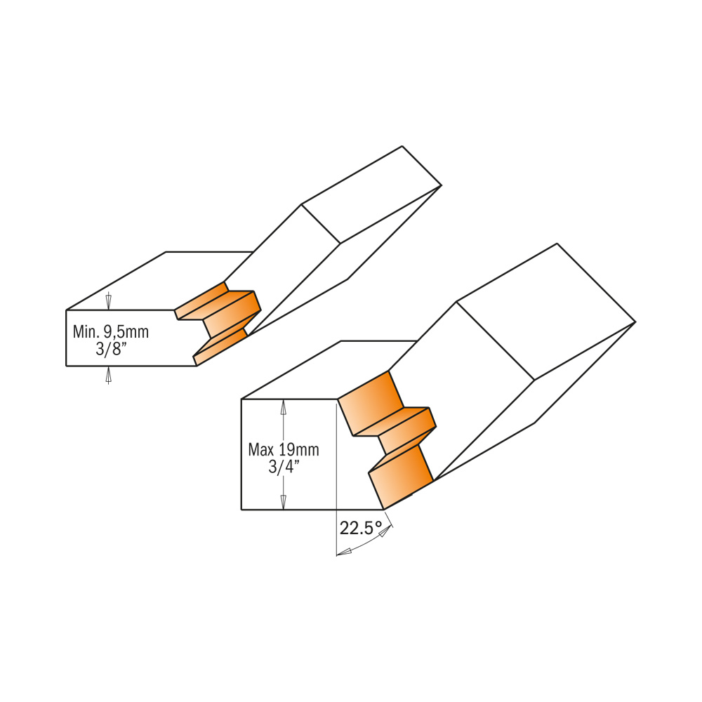 Lock miter router bit set