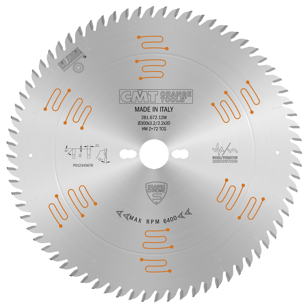 Industrial low noise &amp; chrome coated circular saw blades with TCG grind