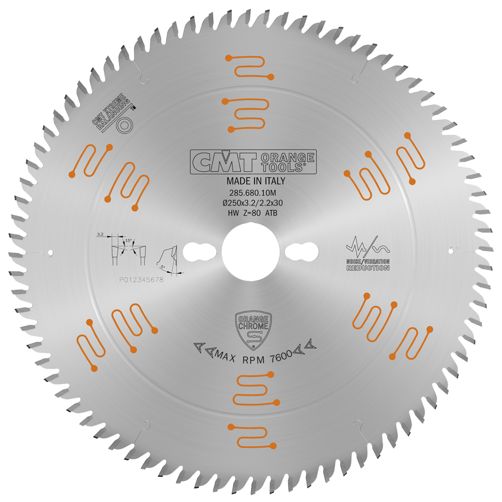 Industrial low noise and chromed saw blades