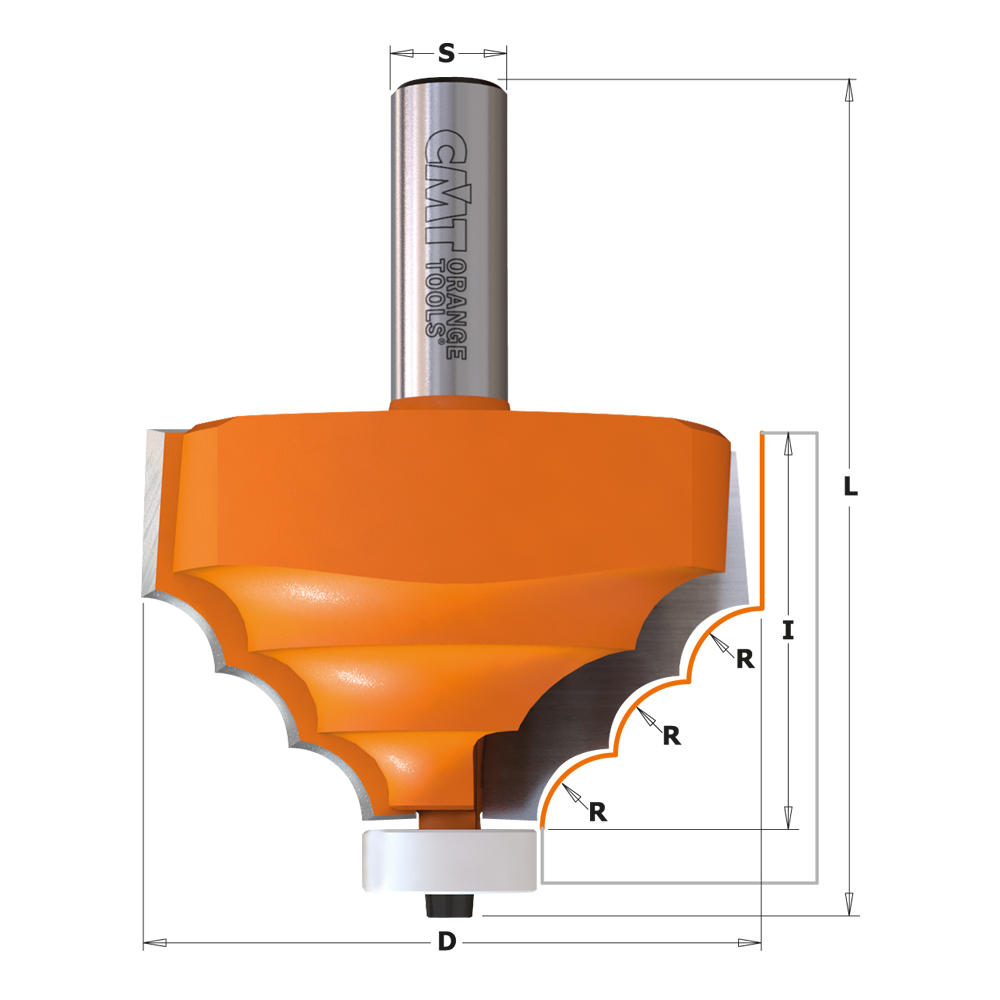 Solid surface decorative edge profile router bits