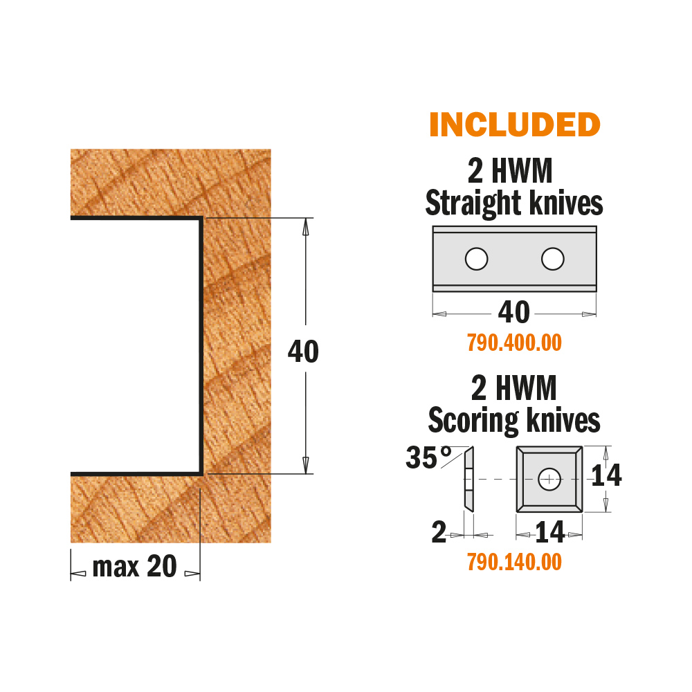 Cutter Head for Rabbeting &amp; Profile Knives 40mm  (1-37/64&quot;)