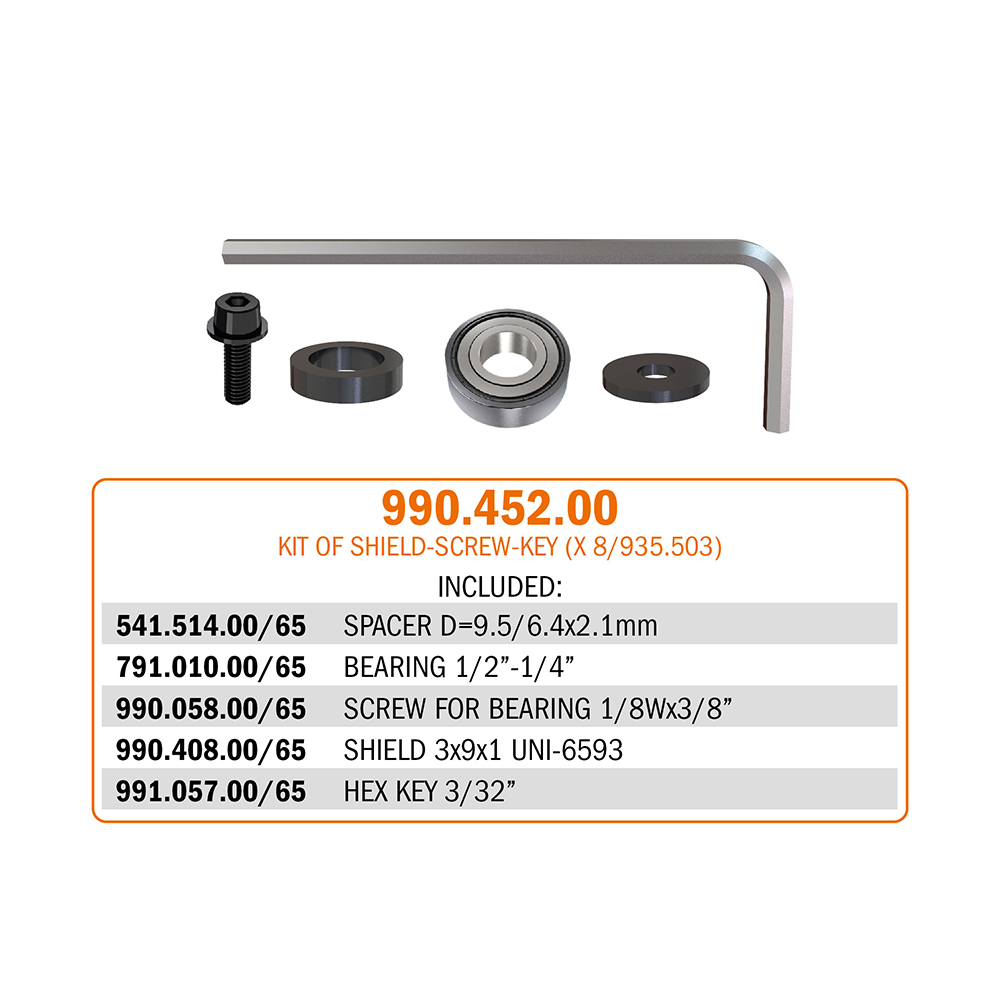 990.4 - Shield, spacer ring, key and screw kit