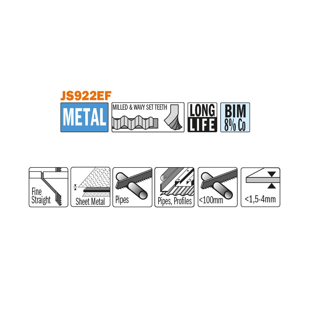 Sabre blade for cutting sheet metal, pipe and profiles