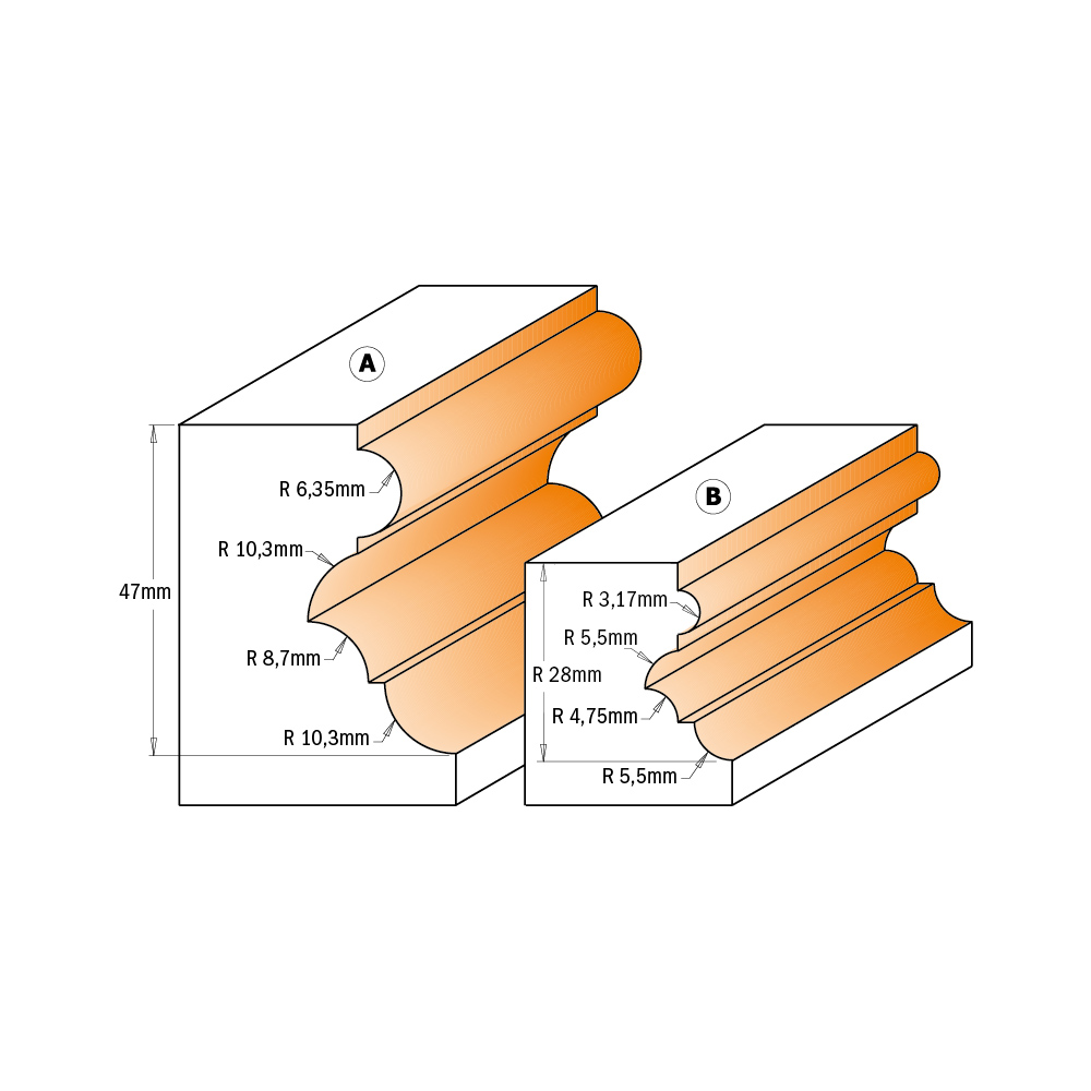 Multiprofile router bits