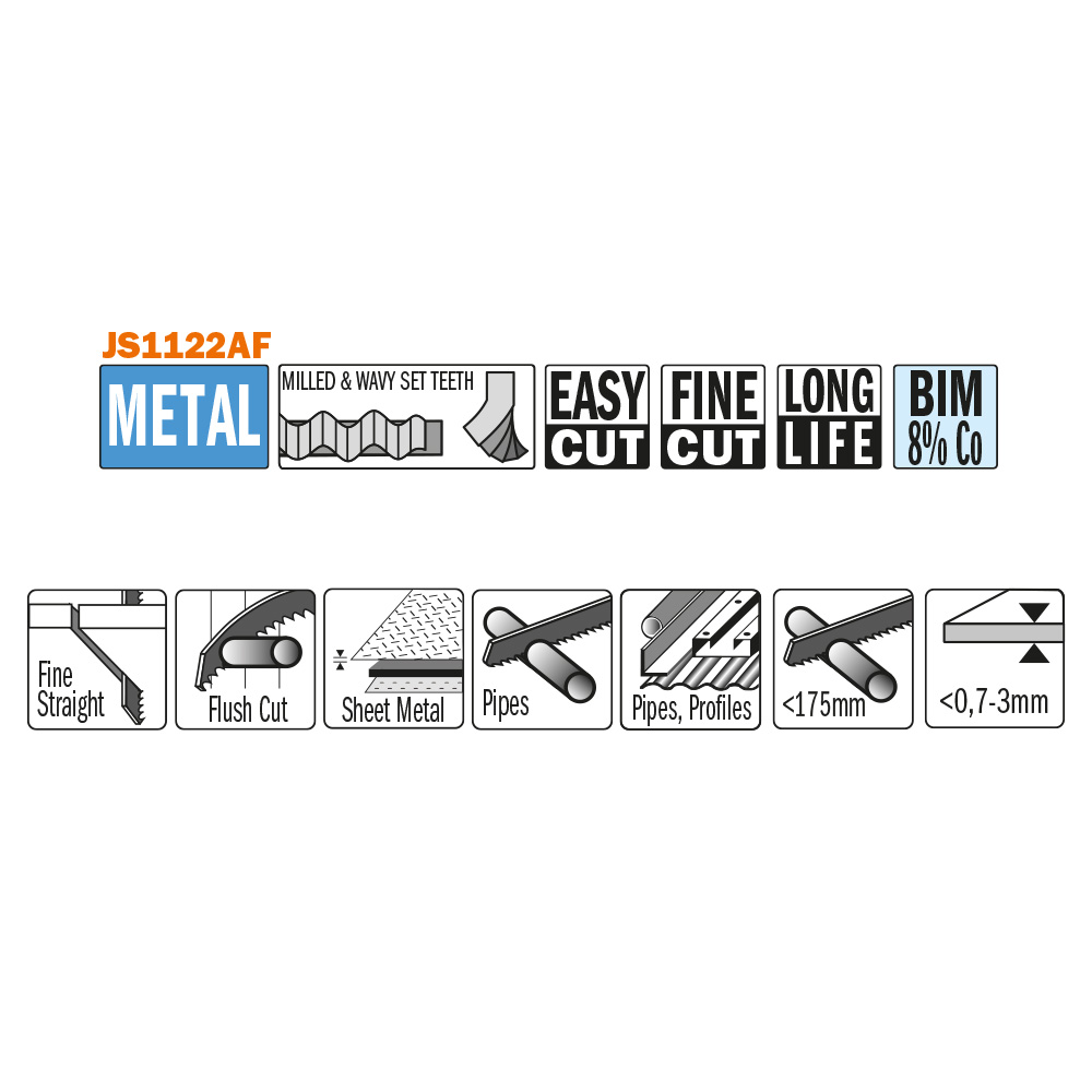 Reciprocating saw blade for thin sheet metal, fine pipe