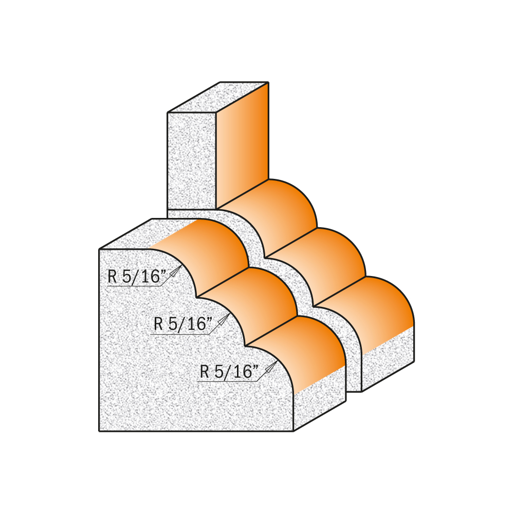 Solid surface decorative edge profile router bits