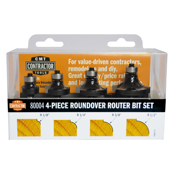 4 Piece Roundover set  1/4&quot; Shank