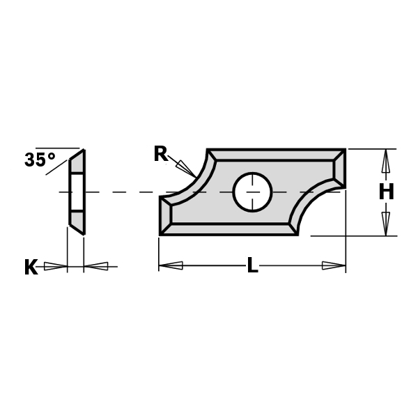 Profiled rounding reversible knives - 4 cutting edges