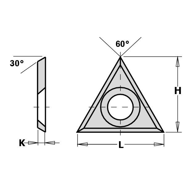 Standard reversible knives 30°