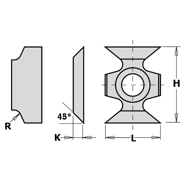 Edge rounding/chamfering reversible knives