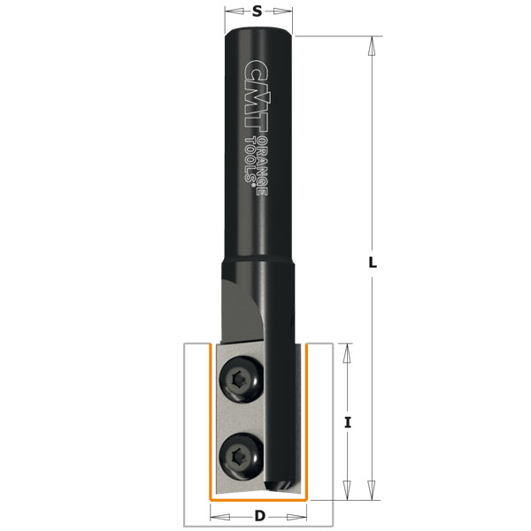 Straight router bits with insert knives