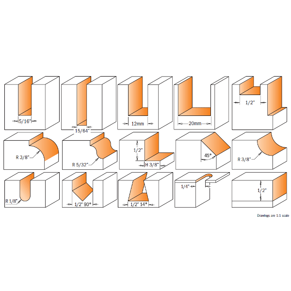 15 piece router bit sets