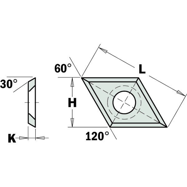 Standard reversible knife (4 cutting edges 30°)