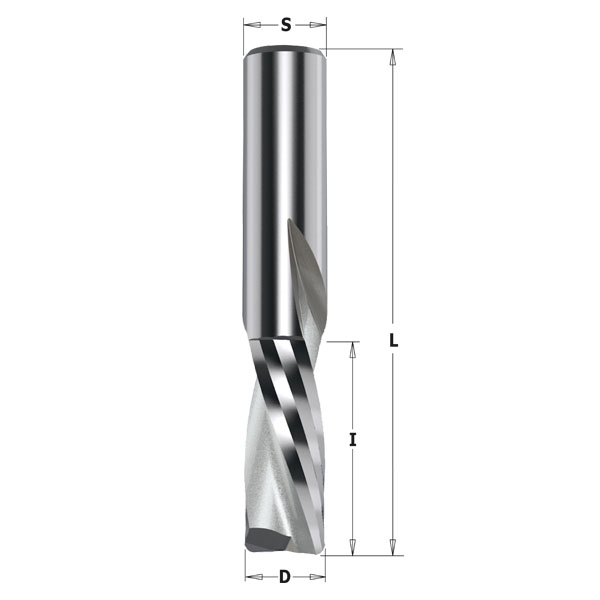 Solid carbide downcut spiral bits