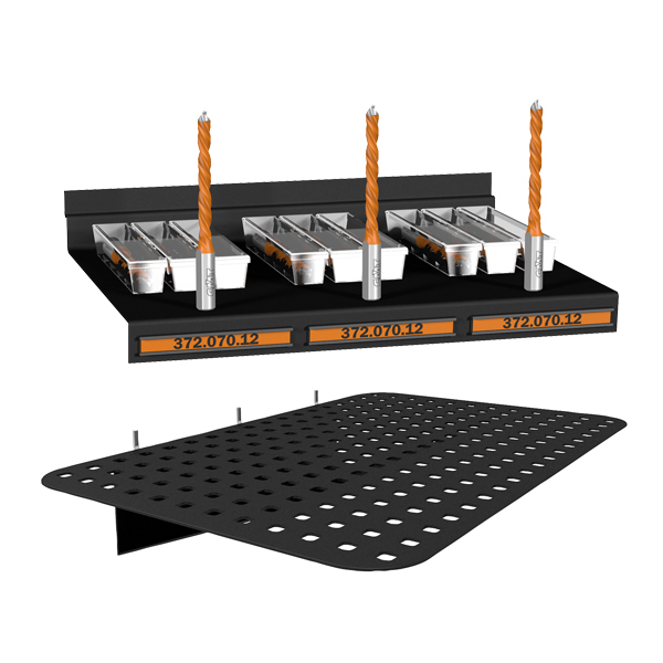 Toolholder shelf for CMT display cabinet