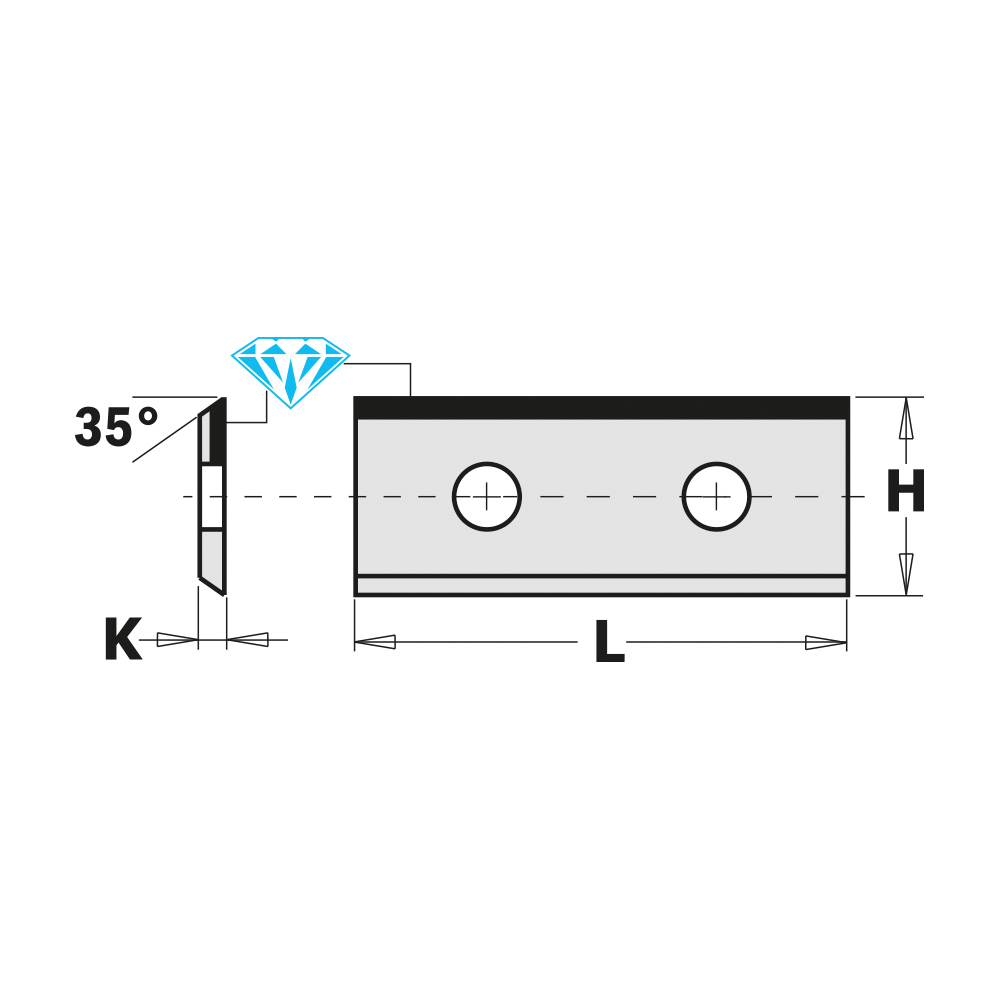 Diamond insert knives - 1 cutting edge