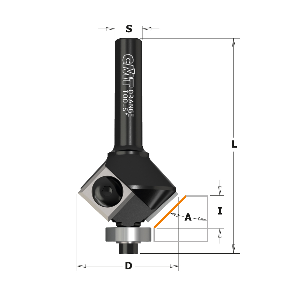 Chamfer router bits with insert knives