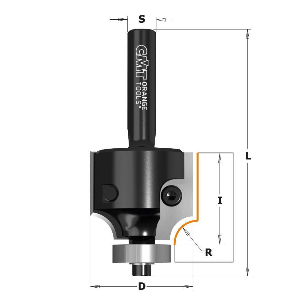 Roundover bits with insert knives