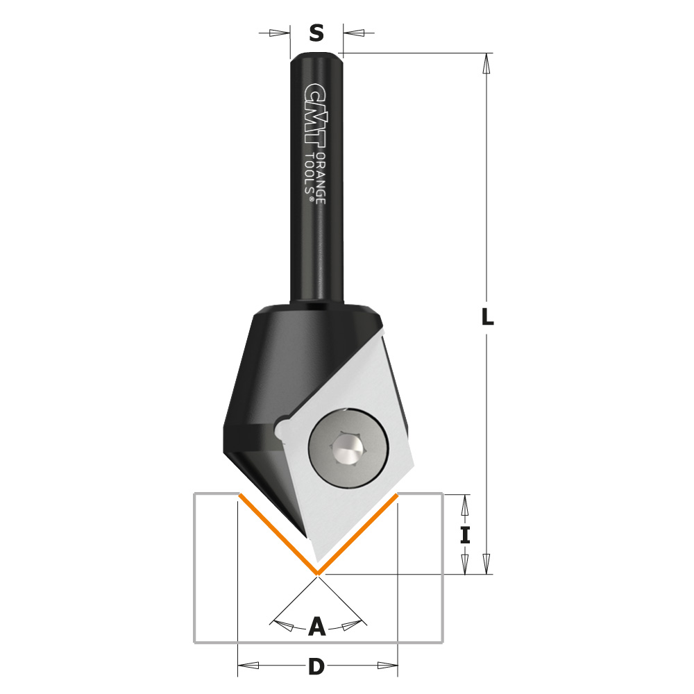 V-grooving &amp; signmaking router bits with indexable knives (90°)