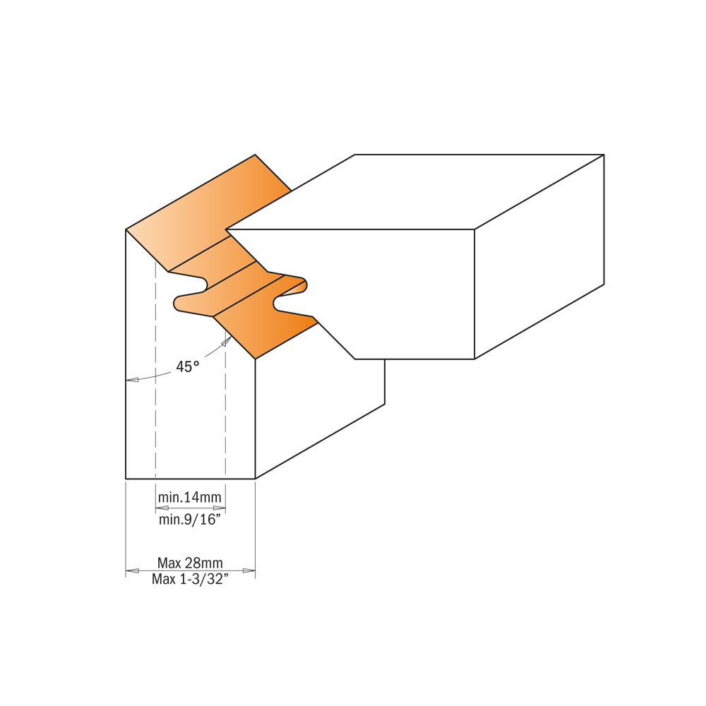 45° lock miter cutter heads